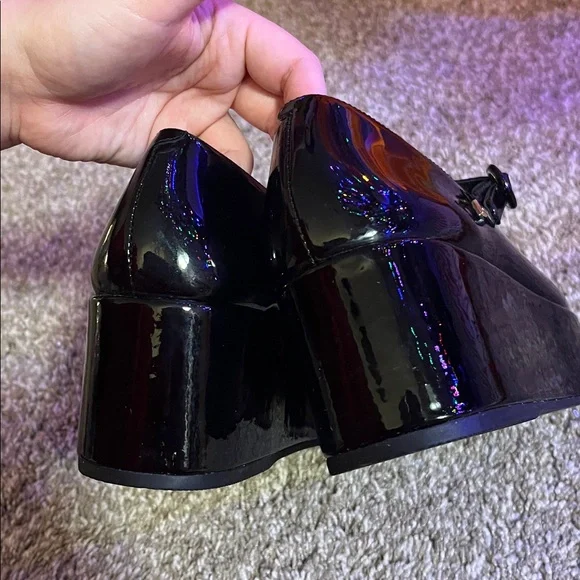 Black Patent Platform Wedge Heel Mary Jane Larroude Blair Flatform - Picture 4 of 5